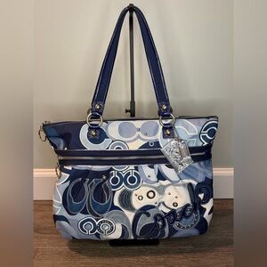 2010 Coach Poppy Glam Pop Denim Appliqué Tote